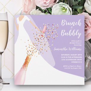 Invitación Ducha de novias Brunch and Bubbly Lavender