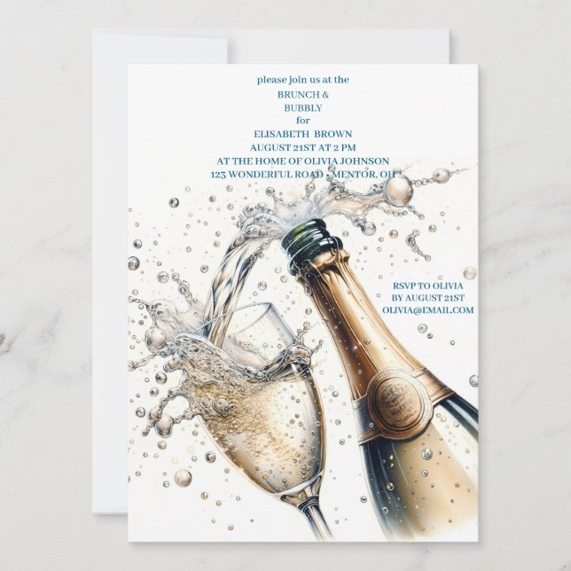 Invitación Ducha de novias brunch y bubbly (Anverso)