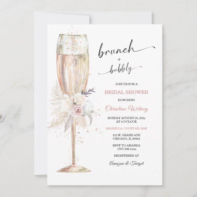 Invitación Ducha de novias brunch y bubbly (Anverso)