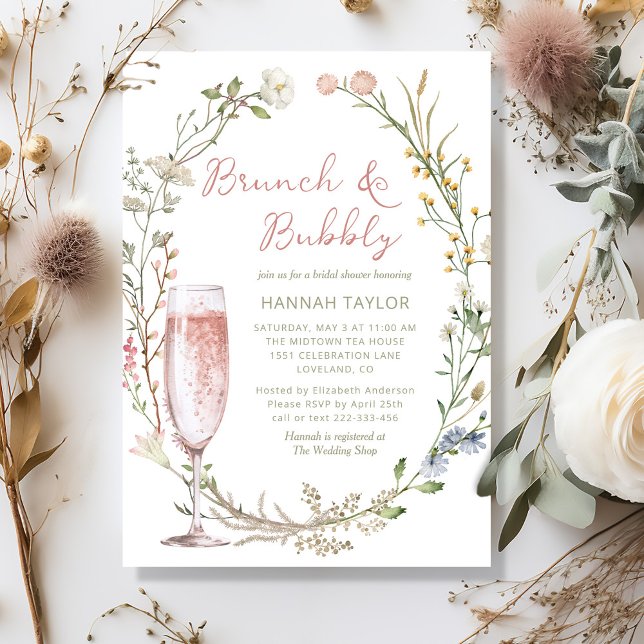 Invitación Ducha de novias brunch y bubbly (brunch and bubbly bridal shower invitation
)