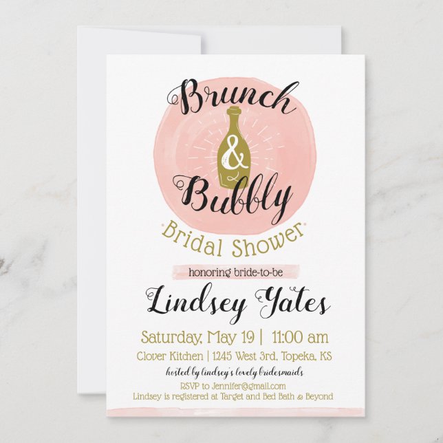 Invitación Ducha de novias brunch y bubbly (Anverso)