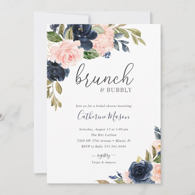 Invitación Ducha de novias brunch y bubbly (Anverso)