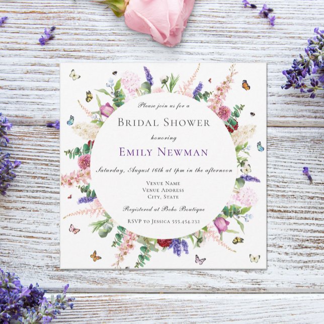 Invitación Ducha de novias Casual Floral & Butterflies (Subido por el creador)