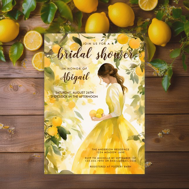 Invitación Ducha de novias Citrus Naranja de limón amarillo d (Subido por el creador)