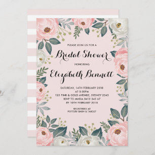 Invitación Ducha de novias color rosado de peón en Rubor