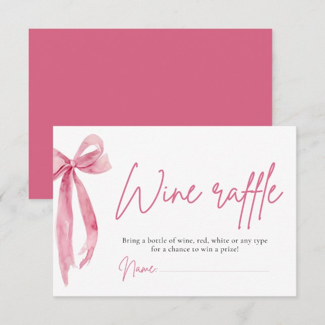 Invitación Ducha de novias con boletos de vino rosado Raffle  (Anverso / Reverso)