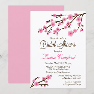 Invitación Ducha de novias con flores de cerezo