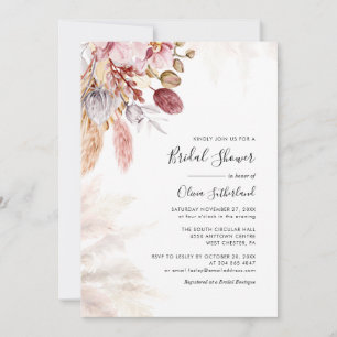 Invitación Ducha de novias con flores de hierba de Pampas