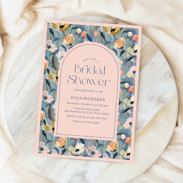Invitación Ducha de novias con flores de la época de los past (Subido por el creador)