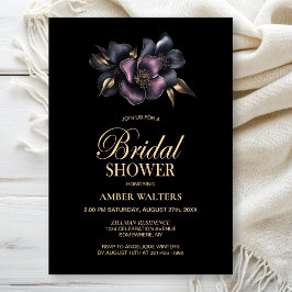 Invitación Ducha de novias con flores grises y rosadas