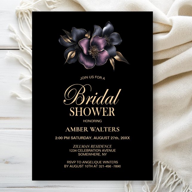 Invitación Ducha de novias con flores grises y rosadas (Subido por el creador)