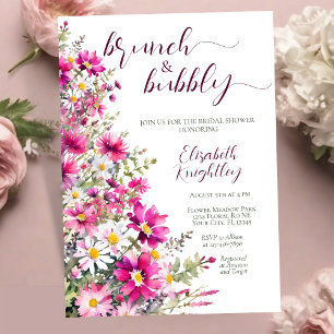 Invitación Ducha de novias con flores rosadas brillante de br