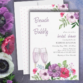 Invitación Ducha de novias con flores rosadas de brunch y bue