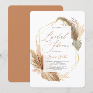 Invitación Ducha de novias con follaje seco tropical