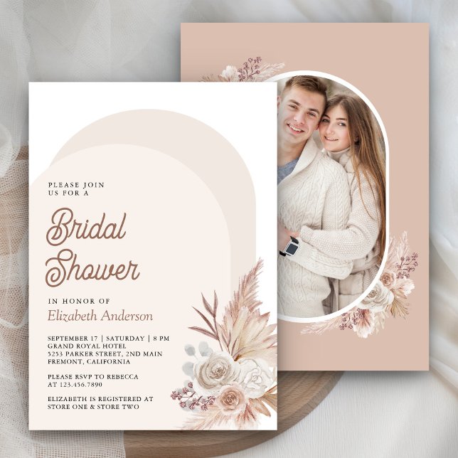 Invitación Ducha de novias con foto de panes florales en Beig (Subido por el creador)