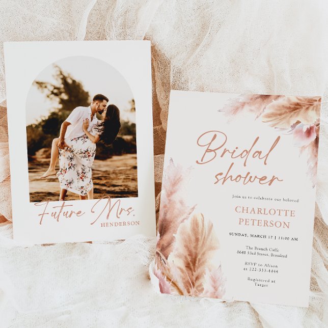 Invitación Ducha de novias con fotografía de Boho Grass Pampa (Subido por el creador)