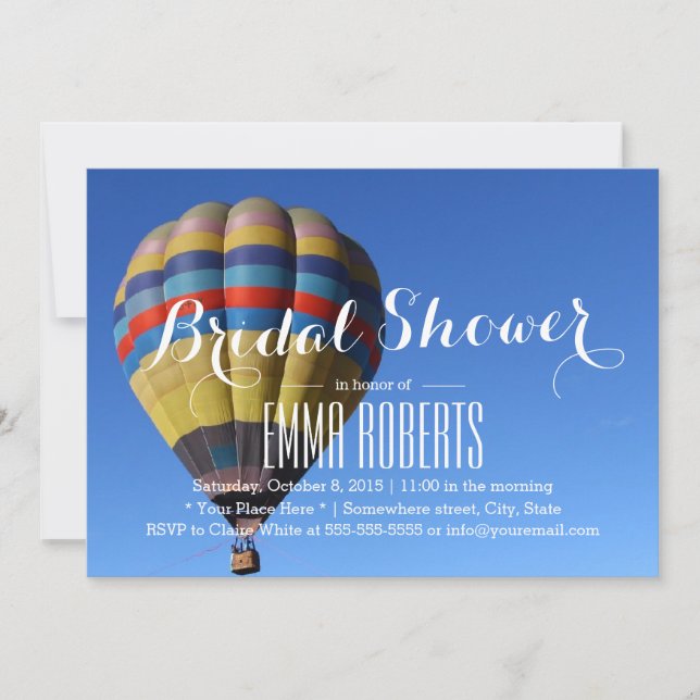 Invitación Ducha de novias con globo aerostático Summer Adven (Anverso)