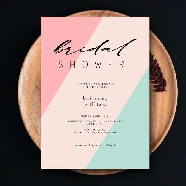 Invitación Ducha de novias con historia de amor geométrica -  (Geometric Love Story Modern Script Bridal Shower Invitation)