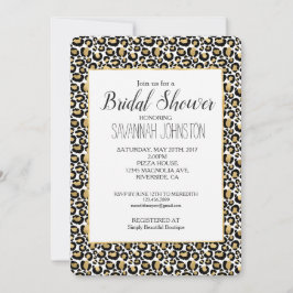 Invitación Ducha de novias con Leopardo negro dorado