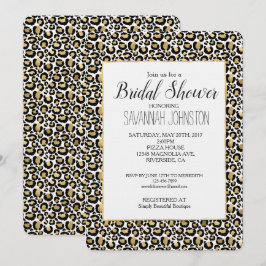 Invitación Ducha de novias con Leopardo negro dorado