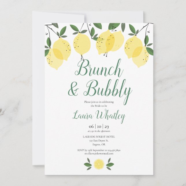 Invitación Ducha de novias con limón bucal (Anverso)