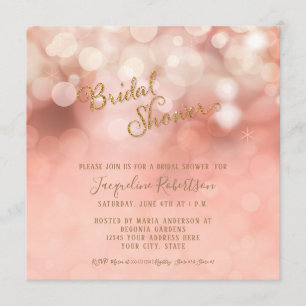 Invitación Ducha de novias con mancha rosa rosa cuadrada