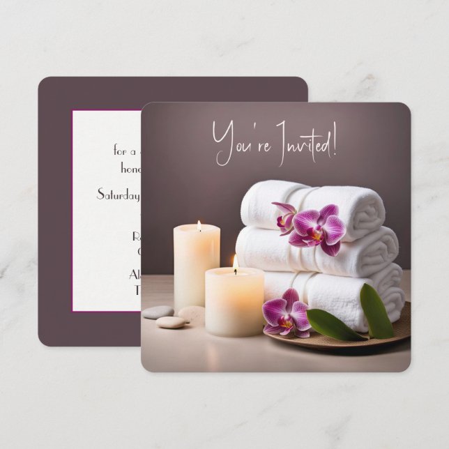 Invitación Ducha De Novias Con Orquídeas (Anverso / Reverso)