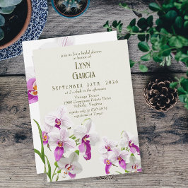 Invitación Ducha de novias con pinturas de orquídeas blancas 