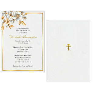 Invitación Ducha de novias cristianas ortodoxas de oro y marf