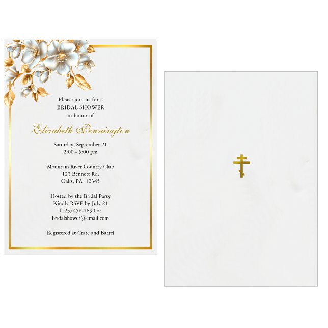 Invitación Ducha de novias cristianas ortodoxas de oro y marf (Subido por el creador)