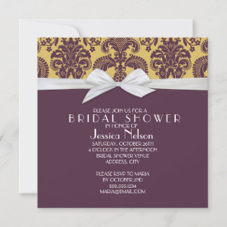 Invitación Ducha de novias Damask al estilo del país francés
