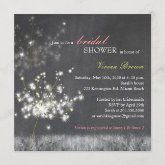 Invitación Ducha de novias Dandelion Chalkboard por la noche