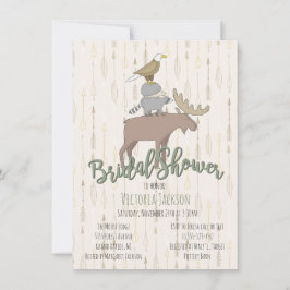 Invitación Ducha de novias de animales de bosque rústico