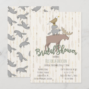 Invitación Ducha de novias de animales de bosque rústico