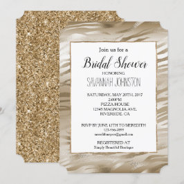 Invitación Ducha de novias de animales de cebra dorada y blan