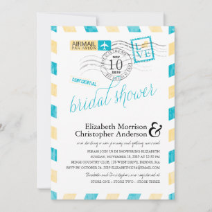 Invitación Ducha de novias de Antiguo Airmail