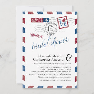 Invitación Ducha de novias de Antiguo Airmail
