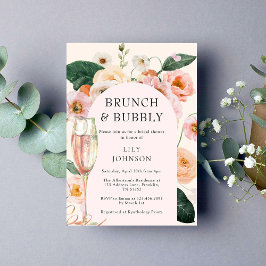 Invitación Ducha de novias de arco floral de brunch y burbuja