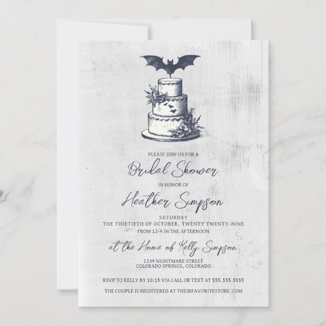 Invitación Ducha de novias de Bat de Pastel (Anverso)