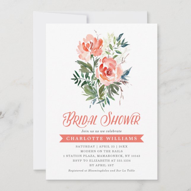 Invitación Ducha de novias de Blooms Lush (Anverso)