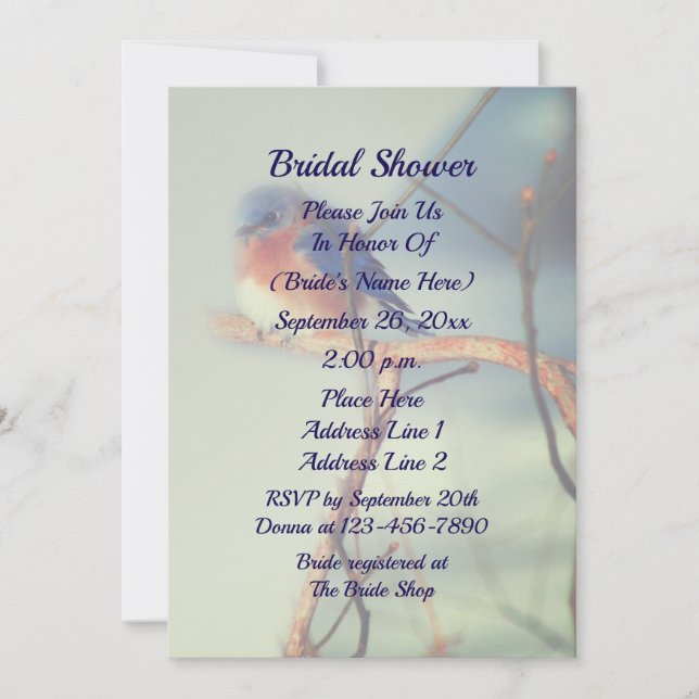Invitación Ducha de novias de Bluebird Nature (Anverso)