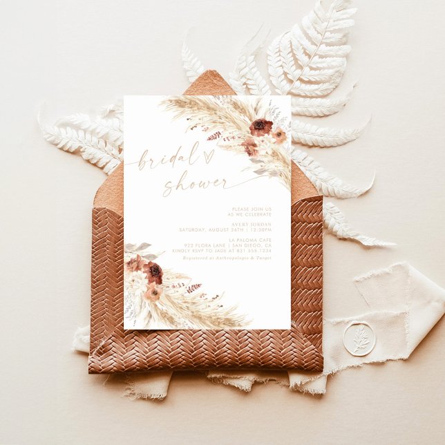 Invitación Ducha de novias de Boho Beige Pampas (Subido por el creador)