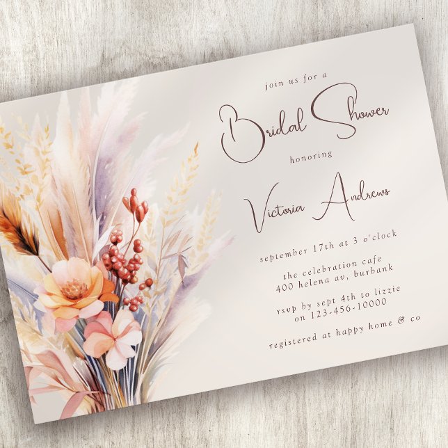Invitación Ducha de novias de Boho Pampas (Subido por el creador)