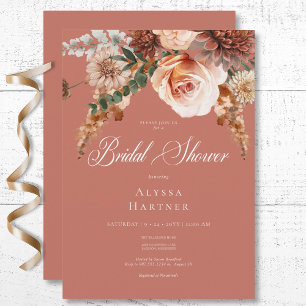 Invitación Ducha de Novias de Boho Peach y Rust Flust