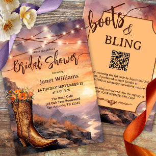 Invitación Ducha de novias de Boots rurales y occidentales