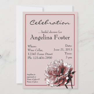 Invitación Ducha de novias de Borgoña y Peonia Rosa