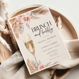 Invitación Ducha de novias de bronce y bubbly Pampas