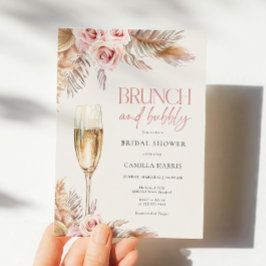 Invitación Ducha de novias de bronce y bubbly Pampas