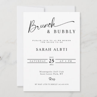 Invitación Ducha de novias de brunch minimalista y burbuja