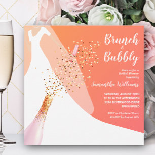 Invitación Ducha de novias de Brunch y bubbly Naranja Bridal